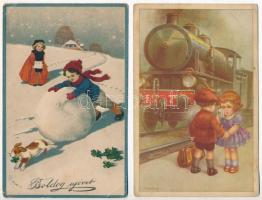 8 db RÉGI képeslap; katonai, üdvözlő, humor. vegyes minőség / 8 pre-1945 postcards, military, greeting, humour. mixed quality
