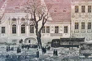 Tuka László (1924-2007): Batthányi tér. Színes rézkarc, papír, jelzett, 25×34 cm