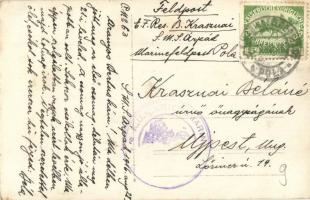 1916 Pola, Osztrák-Magyar tengeralattjáró tisztelgő matrózokkal / WWI K.u.K. Kriegsmarine Unterseebo...