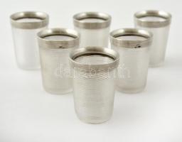 Ezüst(Ag)peremű kupicás poharak, jelzettek, 6 db, m: 4,5 cm, d: 3,5 cm