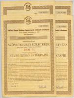 Cegléd 1990. "Dél-Pest Megyei Általános Fogyasztási és Értékesítő Szövetkezet (ÁFÉSZ)" szövetkezeti üzletrész, névre szóló értékpapírok 1000Ft-ról (4x) sorszámkövetők T:II,II-