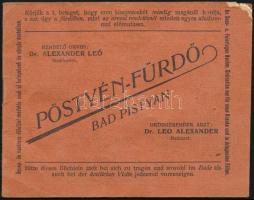 1910 Pöstyénfürdő, gyógykezelést igazoló füzet, kis szakadással