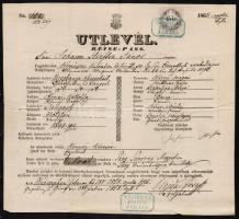 1868 Vas megyei útlevél üvegbányai lakos részére Belföldi útlevél / 1868 Passport for inland