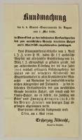 1856 Hirdetmény a sóár felemelése tárgyában. Buda, kétnyelvű 46x38 cm