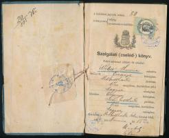 1879 Cselédkönyv és igazolási jegy azonos személy részére