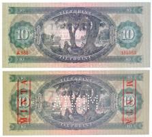 1962. 10Ft "A519 083527" sorozat és sorszámmal illetve piros "MINTA" felülnyomás...