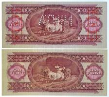 1962. 100Ft "B039 015247" sorozat és sorszámmal illetve piros "MINTA" felülnyomá...