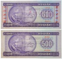 1969. 500Ft "E052 056331" sorozat és sorszámmal, piros "MINTA" felülnyomással és...