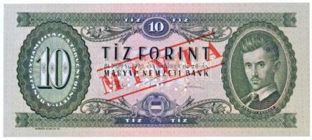 1975. 10Ft "A102 110604" sorozat és sorszámmal illetve piros "MINTA" felülnyomással és perforációval T:I / Hungary 1975. 10 Forint with "A102 110604" serial number and with red "MINTA(SPECIMEN)" overprint and perforation C:UNC  Adamo F8Ma
