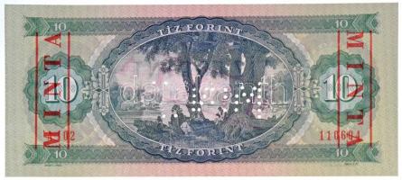 1975. 10Ft "A102 110604" sorozat és sorszámmal illetve piros "MINTA" felülnyomás...