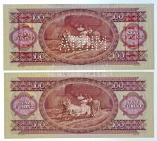 1975. 100Ft piros "MINTA" felülnyomással és perforációval illetve "B000 000236" ...