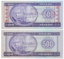 1980. 500Ft "E 000 - 000982" sorozat és sorszámmal, piros "MINTA" felülnyomással...