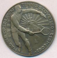 1939. Magyar-Orosz-Lawn Tennis Szövetség 1907-1932 / M.L.T.C. 11939 II. fém tenisz díjérem. Szign.: AFA(?) (36mm) T:1-,2