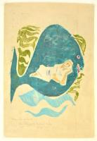 Bálint Endre (1914-1986): Jónás és a cet. Monotípia, papír, jelzett, Vészi Endre (1916-1987) Kossuth...