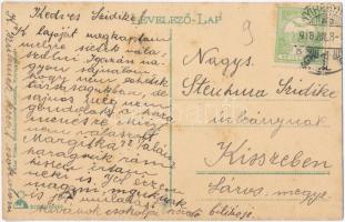 Nyíregyháza, Rákóczi utca eleje, városi kisvasút Vármegyeház téri állomással. Kiss Vilma kiadása (fl...