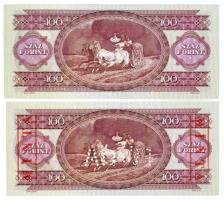 1989. 100Ft "B000 000366" sorozat és sorszámmal illetve piros "MINTA" felülnyomá...