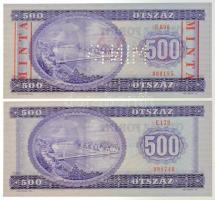 1990. 500Ft "E000 000185" sorozat és sorszámmal, piros "MINTA" felülnyomással és...
