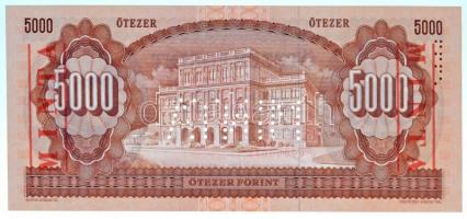 1990. 5000Ft "J00000086" sorszámmal, illetve piros "MINTA" felülnyomással és per...