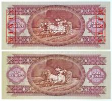 1992. 100Ft "B000 000110" sorozat és sorszámmal illetve piros "MINTA" felülnyomá...