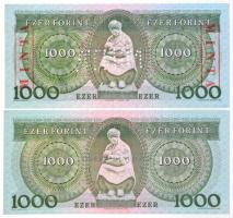 1992. 1000Ft piros "MINTA" felülnyomással és perforációval illetve "D 00000740" ...
