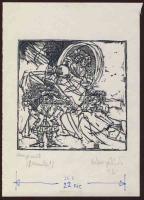 1985 Kőnig Róbert (1955 - ) szignózott linómetszet 21x15 cm