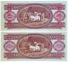 1995. 100Ft piros "MINTA" felülnyomással és perforációval illetve "B000 000141" ...