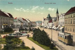 Kassa, Kosice; Fő utca felső része villamossal / main street with tram