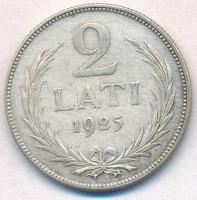 Lettország 1925. 2L Ag T:2
Latvia 1925. 2 Lati Ag C:XF
Krause KM#8
