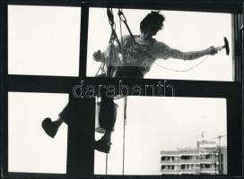 cca 1978 Kortárs fotóművészeti alkotások, 3 db vintage fotó, kettő feliratozott, 17x22 cm és 18x24 c...