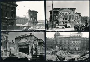 cca 1964 Budapest, a Nemzeti Színház bontása, 4 db vintage fotó, egyik hátterében a Corvin áruház, 9x13 cm