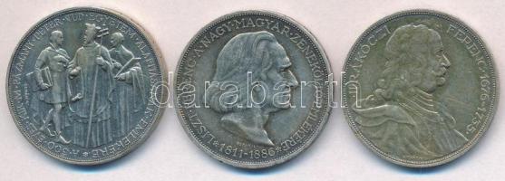 1935. 2P Ag "Pázmány" + 2P Ag "Rákóczi" + 1936. 2P Ag "Liszt Ferenc"  T:1- kis ph. Adamo P7.1, P7.2, P7.3