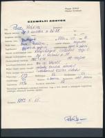 1972 Manöken és fotómodell nyilvántartásból egy karton, 24x18 cm