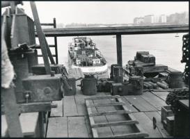 cca 1963 Budapest, a Kossuth híd bontása és elszállítása, 3 db vintage fotó, 18x24 cm és 13x18 cm