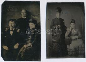 cca 1890 Vaslemezre készült gyorsfénykép, 2 db vintage ferrotípia, 9x6 cm
