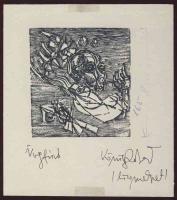 Üvegfúvó Kőnig Róbert (1955 - ) szignózott linómetszet 13x12 cm