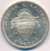 1938. 5P Ag "Szent István" T:1-,2 
Adamo P8.1