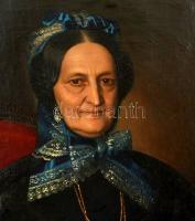 Gyurkovics Károly (1810-1872) : Idős hölgy képmása 1869. Olaj, vászon, jelzett, sérült antik kertben...