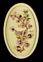 Zsolnay virágmintás porcelán tálka, kézzel festett, jelzett, hibátlan, 11,5x7 cm