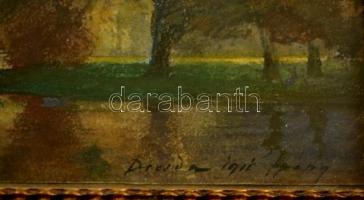 Háry Gyula (1864-1946): Dresda  1916. Akvarell, papír, jelzett, sérült antik keretben, 13×17 cm