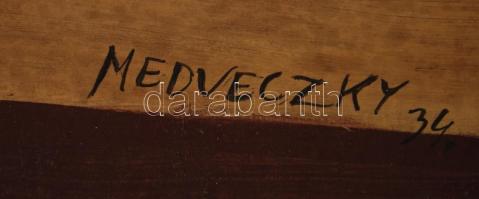 Medveczky jelzéssel: Nők és virágok. Olaj, fa lemez, 78×95 cm