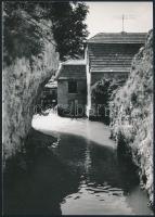 cca 1967 Öreg sziklák, öreg malom feliratú vintage fénykép Veszprémből, a Séd-patak partjáról, 18x13 cm