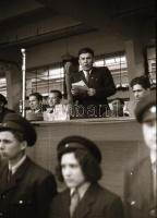 1949. IV. 30. W.M. (Weiss Manfréd) tanműhely avatása, Kossa István miniszter jelenlétében, Rózsa Gyö...