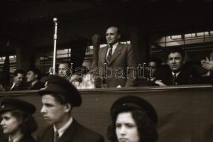 1949. IV. 30. W.M. (Weiss Manfréd) tanműhely avatása, Kossa István miniszter jelenlétében, Rózsa Gyö...