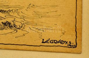 Légrády Sándor (1906-1987): 4 db képeslap terv 1922 (Cserkész). Tus, papír, jelzett, 8,5×13,5 (4×) c...