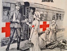 1915 Magyar Szentkorona Országainak Vöröskereszt Egylete adománygyűjtő kerti ünnepélylének plakátja,...