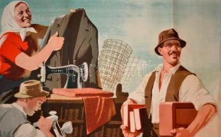 cca 1950 "Sok mindenre jutott, bő volt a termés." Földművesszövetkezet propaganda plakát, ...