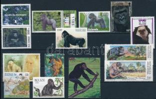 1972-2009 Majom motívum 13 klf önálló érték, 1972-2009 Monkey 13 stamps