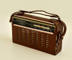 Régi Sokol rádió, eredeti tokjában, működik, 15,5x10x4 cm