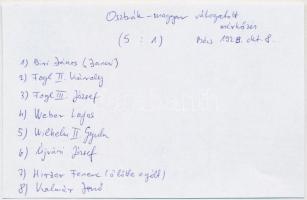 1928 A magyar válogatott tagjainak (Hirzer Ferenc, Biri János, Fogl József, Webner Lajos, stb.) aláí...