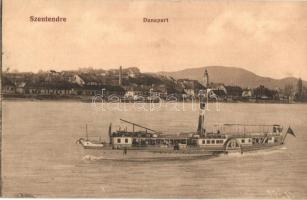 Leányfalu gőzüzemű oldalkerekes személyhajó Szentendrén Duna parti részlettel / Hungarian passenger steamship + Szentendre Rt. Város Tartalék Hadikórháza